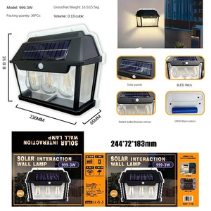 2024 El más nuevo 8M Distancia de detección Tres fuentes de luz Luz LED de pared de carga solar ajustable - Product Image 5