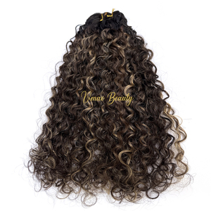 Mèches de cheveux humains ondulés bouclés souples blonds balayage avec racines foncées, mélange de boucles profondes, ombré, boucles crépues, ondulations Jerry - Product Image 2