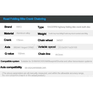 <span class=keywords><strong>Pédalier</strong></span> de vélo de route RIRO 110BCD 10/11S avec boîtier de <span class=keywords><strong>pédalier</strong></span> <span class=keywords><strong>34</strong></span>/50T, ultraléger, durable, manivelle 170mm, triple plateaux, pièce de vélo - Product Image 2