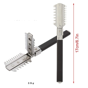 Vendita calda salone di bellezza coltelli taglio capelli doppio pettine in acciaio inox per parrucchieri porta rasoio - Product Image 3