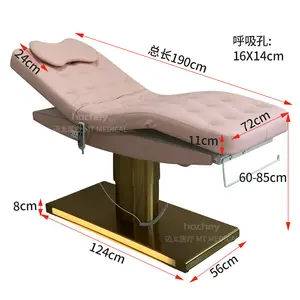 Hochey Electric 3 Motors Bed Beauty Salon Furniture Electric Exam Chair Bed Spa Tattoo Modern Medical Pink Leather Bed Massage