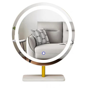 高級エコフレンドリー高強度強化ガラス照明付きデスクトップメイクアップバニティミラー（インフルエンサー向け） - Product Image 1