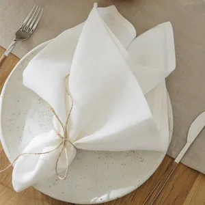 Serviettes de Table lavables en coton blanc, tissu de mariage en tissu de coton de qualité supérieure, fournisseur en vrac