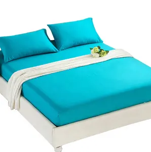 便宜的工厂价格纯色贴合床垫床单，弹性强4合1床单