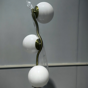 Lampe sur pied moderne à 3 globes avec base en marbre, lampe sur pied à boules de verre givré pour salon, chambre à coucher, décoration nordique pour la maison - Product Image 2