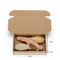 Brosse à cheveux pour bébé nouveau-né de haute qualité, vente directe d'usine, 4 en 1, logo personnalisé, brosse à cheveux en bois naturel écologique pour bébé, ensemble de peignes