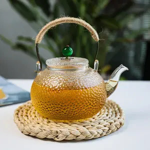38Years Factory Copper Beam Tea Pot Design Glass Tea Kettle High Borosilicate Glass Handmade Tea Pot 700ml