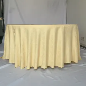 Premium Polyester Fabric Table Cloth Damask Beige Tablecloth for Wedding Party Banquet Events Hotel Restaurant
