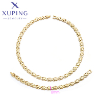 Joyería Xuping al por Mayor, Conjunto de Joyería de Moda con Cadena de Eslabones en Forma de Corazón, Chapado en Oro de 14K, para Mujer y Hombre, Collar y Pulsera