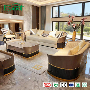 Ensemble de meubles de salon italien moderne de luxe Enest, <span class=keywords><strong>canapé</strong></span> en cuir 1+<span class=keywords><strong>2</strong></span>+3 <span class=keywords><strong>places</strong></span> avec dossier matelassé en diamant pour projet de villa - Product Image 1