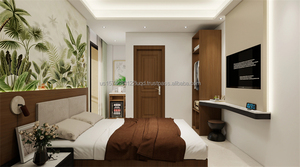 Ensembles complets de chambre d'hôtel 3 étoiles : Cadre de lit en bois durable avec tables de chevet, armoire, meuble TV, canapé et table d'appoint - Product Image 6