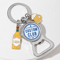 Porte-clés en alliage de zinc avec logo personnalisé, ouvre-bouteille en métal émaillé 3D/2D, porte-clés ouvre-bouteille personnalisé pour bar