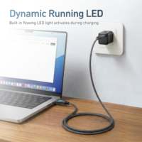 Kabel Data USB C ke Type-C 100W Pengisian Cepat 5A Indikator Lampu LED Berjalan  Berbahan Nilon Kepang untuk Laptop MacBook iPad Samsung
