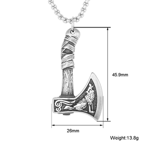 Colgante-Colgante con cabeza de Lobo celta, joyería de acero inoxidable, Punk, norte de Europa, Vikingo, Tomahawk, Colgante de hacha Nórdica - Product Image 2