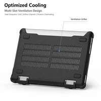Étui rigide pour ordinateur portable avec béquille, housse semi-transparente pour ordinateur portable, étui de protection antichoc pour PC avec support pliable