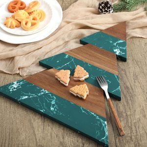 Bandeja para Cortar Charcutería, Diseño Elegante, Ecológica, Duradera, de Mármol Verde y Madera de <span class=keywords><strong>Acacia</strong></span>, en Forma de Árbol de Navidad, 1.5 cm de Grosor, para Queso - Product Image 3