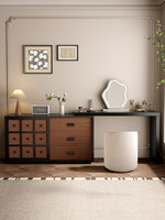 Table de maquillage et commode intégrées en bois massif de style vintage, table de maquillage rétro pour chambre à coucher, pliable et extensible en coin
