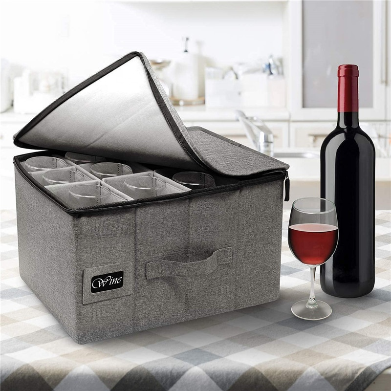 Boîte De Rangement Pour Tasses Et Verres - 43x30x25,5 Cm - Avec Séparateurs Souples - Protège Vaisselle Fragile