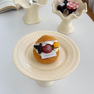 [Actualisation] Plateau en céramique jaune crème rétro de luxe léger, émaillé, à pied haut, compatible lave-vaisselle, pour l'exportation et le commerce extérieur - Product Image 4