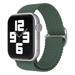 55 Colored Stretch Adjustable Nylon Braided Watch Band With Clasp Soft Elastic Woven Strap Bracelet For Apple Watch