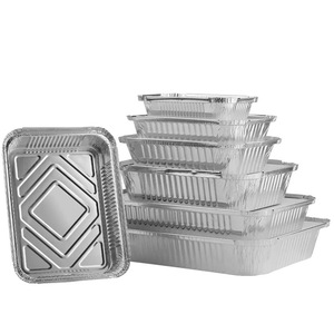 Custom Multiple Sizes Aluminum Foil Containers Smoothwall Printed Lids Private Label Retail Foil Food Containers - Product Image 1
