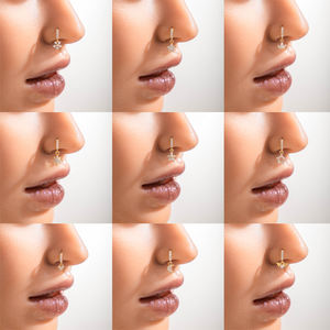 Cincin Hidung Model Lingkaran Berlian Berlapis Emas Desainer Hengsen untuk Wanita, Perhiasan Tindik Hidung - Product Image 4