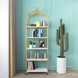Étagère de rangement en forme de cage à oiseaux dorée de style nordique, écologique, multi-niveaux, pour l'affichage au sol de livres, cosmétiques, nail art, chaussures, sacs - Product Image 4