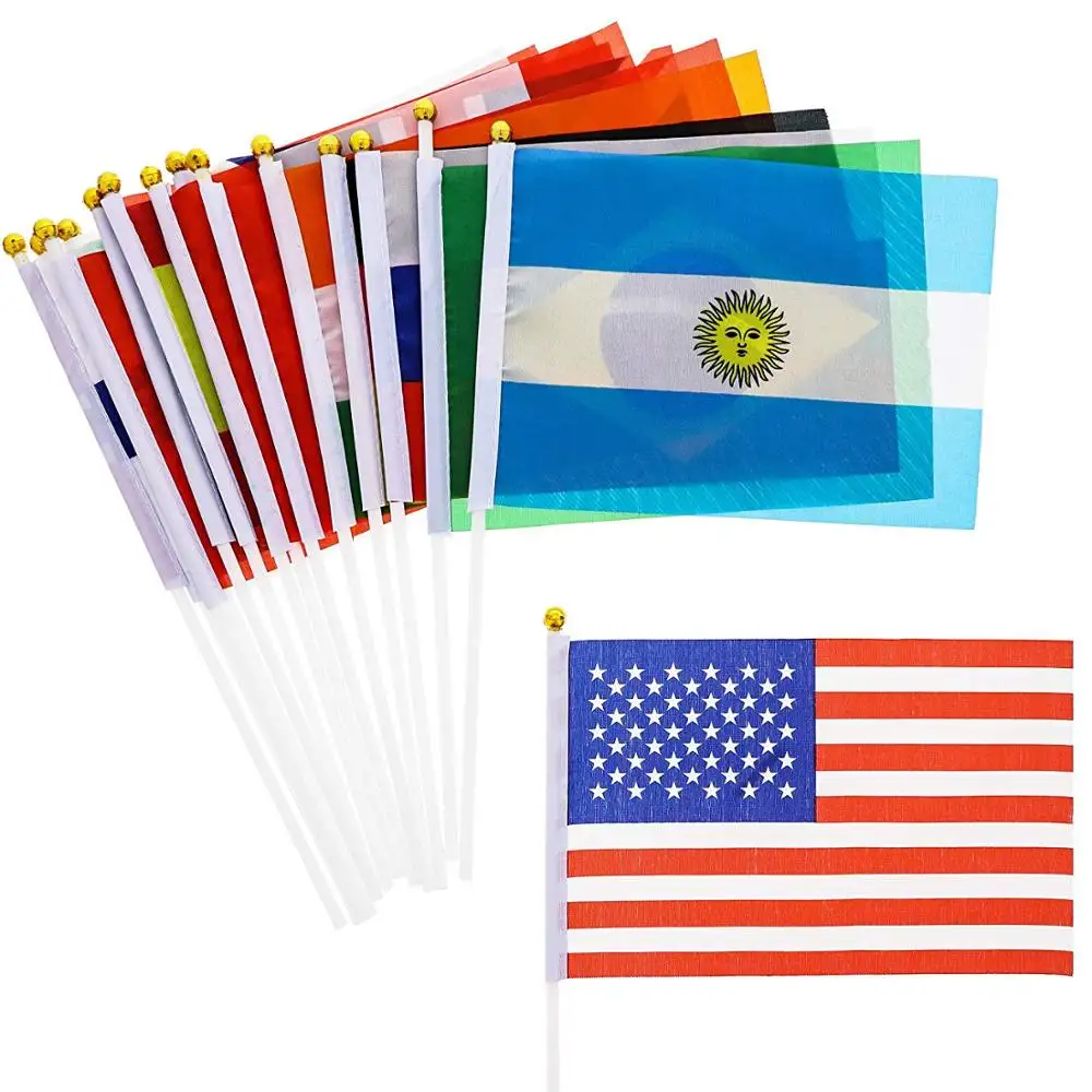 Custom Print Mini 14*21 Flags All country Hand Waving Flag Portable Banner Small National Flag Decorate Supplies