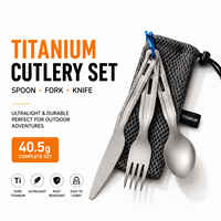 En stock – Ensemble de couverts ultralégers en titane (cuillère, fourchette, couteau) pour camping, randonnée, pique-nique – Vaisselle de table OEM ODM