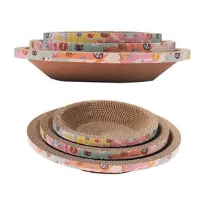 Customized Modern Round Oval Corrugated Cat Scratcher Scratching Board