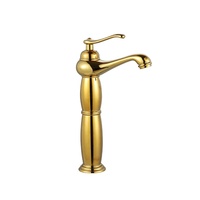 Robinet de lavabo haut de gamme doré, monocommande, à poser sur comptoir, pour lavabo sur pied