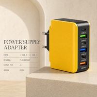 Adaptateur chargeur USB 6 ports avec prise EU, entrée universelle 100-240V, 3 ports Type C, 3 ports USB A, charge rapide pour le marché européen