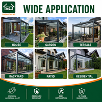 Cubierta de Patio Moderna de Aluminio, Pérgola Impermeable para Exteriores, Montada en la Pared, con Techo de Vidrio para Jardín o Villa