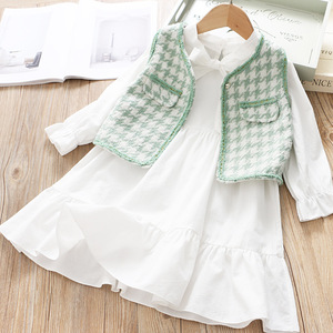 Otoño dulce chicas ropa vestido de chaleco de traje de manga larga vestido de dos piezas traje para niñas - Product Image 1