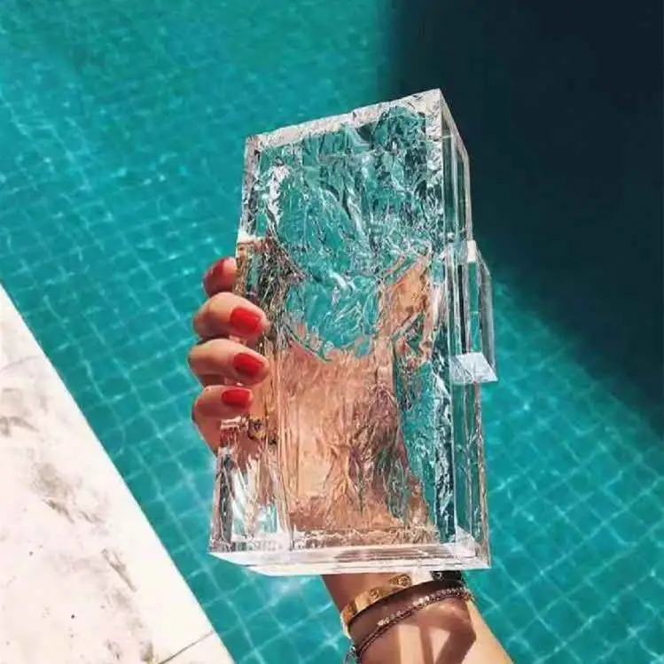 Clear Acrylic Clutch Women Transparent Bag Plastic Box Bag Dubai Girl Vintage Evening Party Handbag Summer Bag