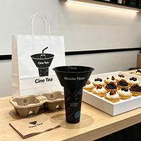 SP2088 Gobelet jetable 2-en-1 écologique et biodégradable à paroi simple pour snacks et boissons avec couvercles assortis en plastique PP noir de qualité alimentaire