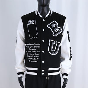 مخصص شينيل مطرز خمر كلية اسكواش سترة صوف الوقوف لفصل الشتاء جلد طبيعي منمق سترة بيسبول - Product Image 1