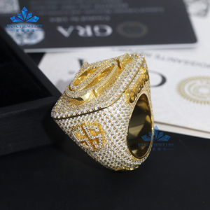 Tùy Chỉnh Cuba Mens Kích Thước Lớn Nhẫn Đồ Trang Sức Mỹ Moissanite Kim Cương Tên Thư Rings14k Và 18K Mạ Vàng 925S Nhẫn Cho Người Đàn Ông - Product Image 3