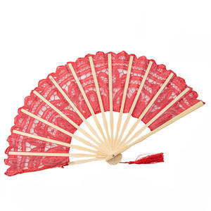 Ventilador de encaje con borlas para novia, hecho a mano, estilo victoriano, Color blanco y Beige, regalo de boda - Product Image 2