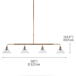 Vente en gros lustre linéaire de transition du milieu du siècle finition <span class=keywords><strong>laiton</strong></span> abat-jour conique en verre transparent pour îlot de cuisine certifié UL/CE - Product Image 3