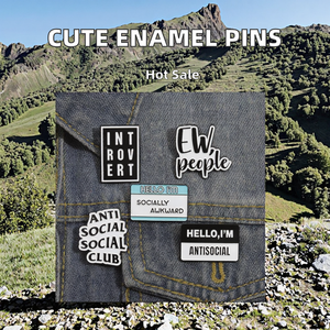 Grappig Citaat Geometrische Emaille Spelden Broche Regenboog Schattige Metalen Ambachten Zwart Nikkel Aangepast Logo Voor Liefde Europa Offsetdruk - Product Image 2