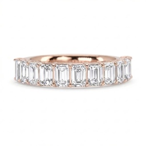 Anillo de Diamantes con Media Eternidad de Esmeraldas - Oro de 9k, 14k, 18k - Product Image 4