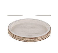 Décor de plateau rond de perles lavées blanches pour Table basse Plateaux en bois rustiques Pièce maîtresse de ferme pour comptoir de cuisine de salon