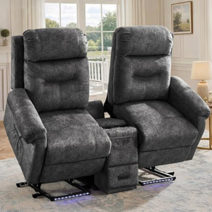 Sofá <span class=keywords><strong>Reclinable</strong></span> Eléctrico de Dos Plazas con Calefacción, Masaje por Vibración y Consola de Almacenamiento, Ideal para Autocaravanas - Product Image 1