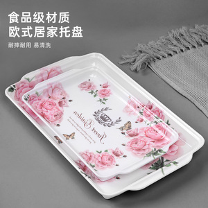 Floral Melamine Serving <b>Tray</b> Rectangular Food Grade Durable Household Storage <b>Tray</b> - Product Image 1