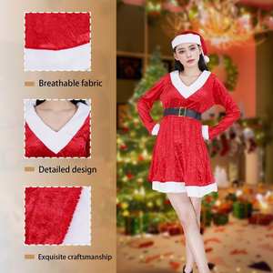 Disfraz de Santa Claus de Peluche de Lujo, Fabricante Directo, Atuendo Festivo, Vestido Elegante <span class=keywords><strong>para</strong></span> Fiesta, Disfraz Navideño <span class=keywords><strong>para</strong></span> Mujer - Product Image 3