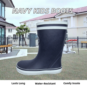 Botas de Lluvia Color Azul Marino para Niños, Impermeables, Ligeras, Resistentes, Transpirables, con Plantilla de EVA para la Temporada de Otoño - Product Image 2