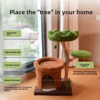 Arbre à chat en bois avec surface en mousse jungle, plusieurs niveaux, nid de repos, grotte fermée, tronc en sisal, pour chatons d'intérieur