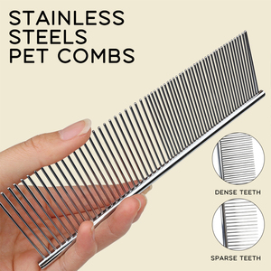 Peine portátil de doble cara para perros de alta calidad, peine para mascotas antipiojos y antipulgas de acero inoxidable con función de autolimpieza - Product Image 5