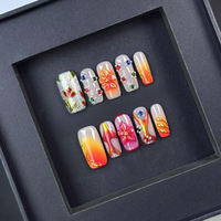 Ongles artificiels en acrylique de luxe sur mesure, de haute qualité, faits à la main, à couverture complète, forme amande, avec diamants colorés